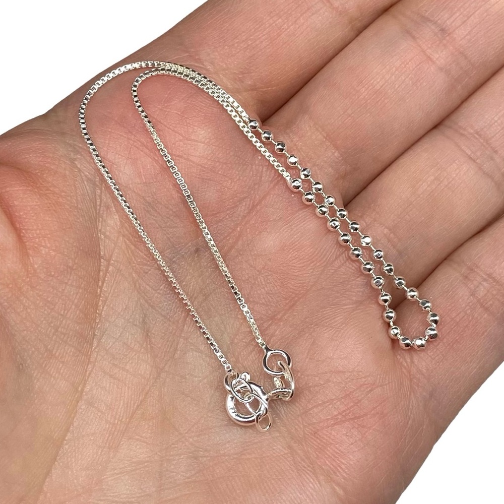 Ankle Bracelet Anklet Solid 925 Sterling Silver Beaded Box Chain - Picture 7 of 7